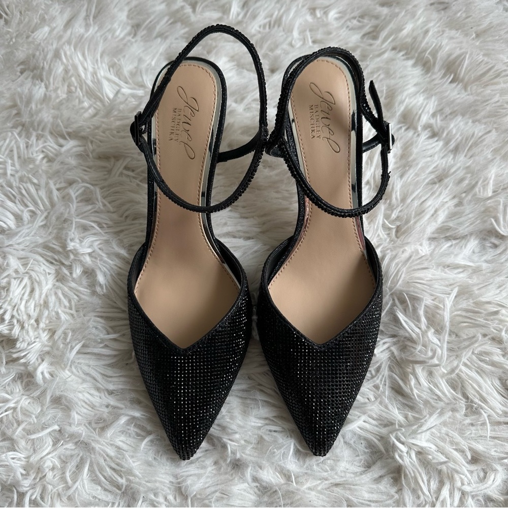 Jewel Badgley Mischka Georgina Pumps Black New Size 7 - Picture 1 of 9